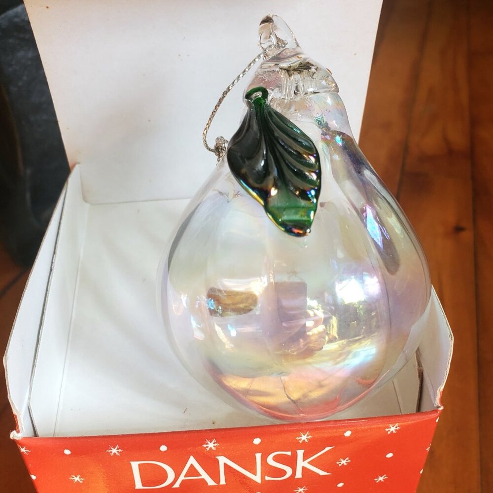 Vintage Dansk Blown Glass Pear Ornament
